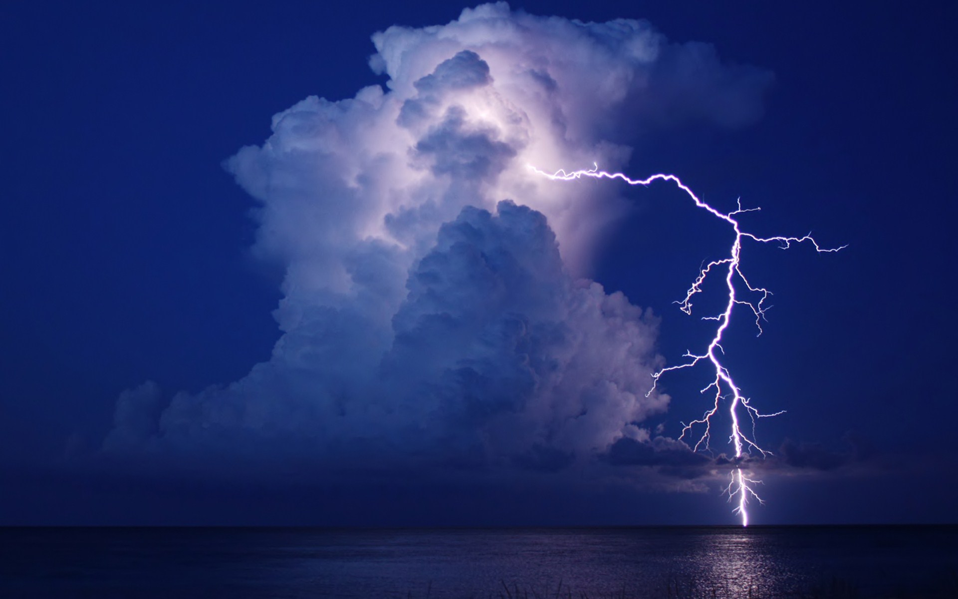 Lightning storm over the ocean